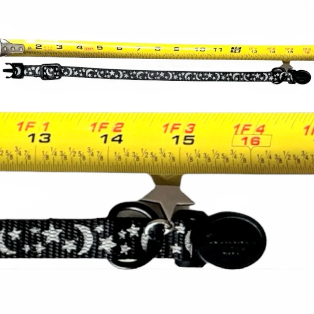 Whisker City Moon & Stars Black & White Reflective Cat Collar